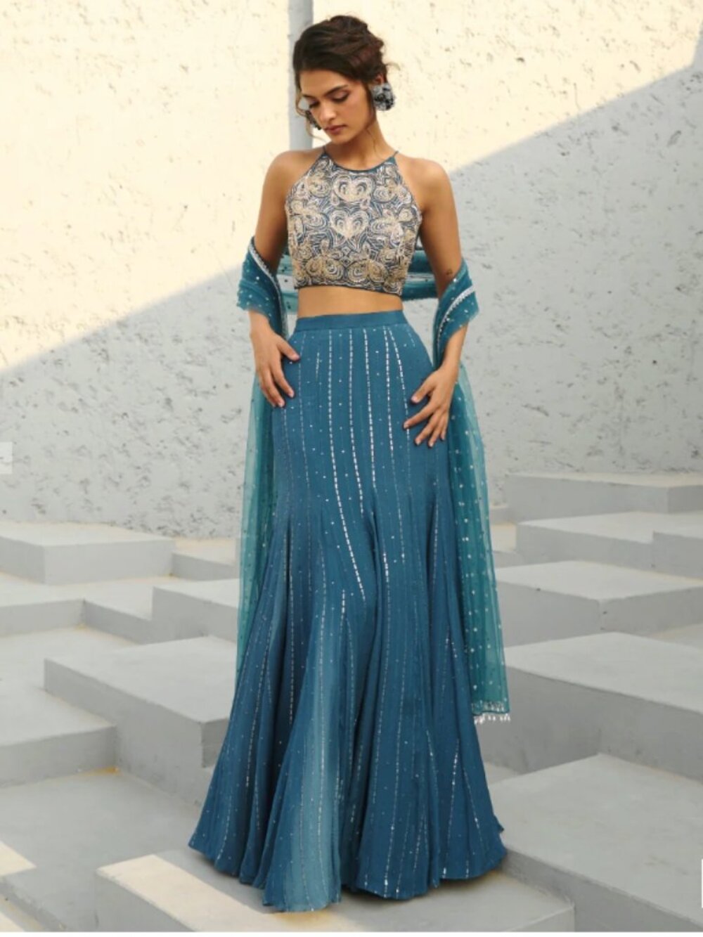 NWT KYNAH Chamee and Palak Angel Mermaid Skirt Set Blue XS / 42